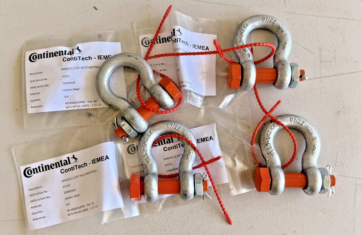 Lot of 4 Continental 3.25T Bow Shackles Heavy Duty Rigging Shackles